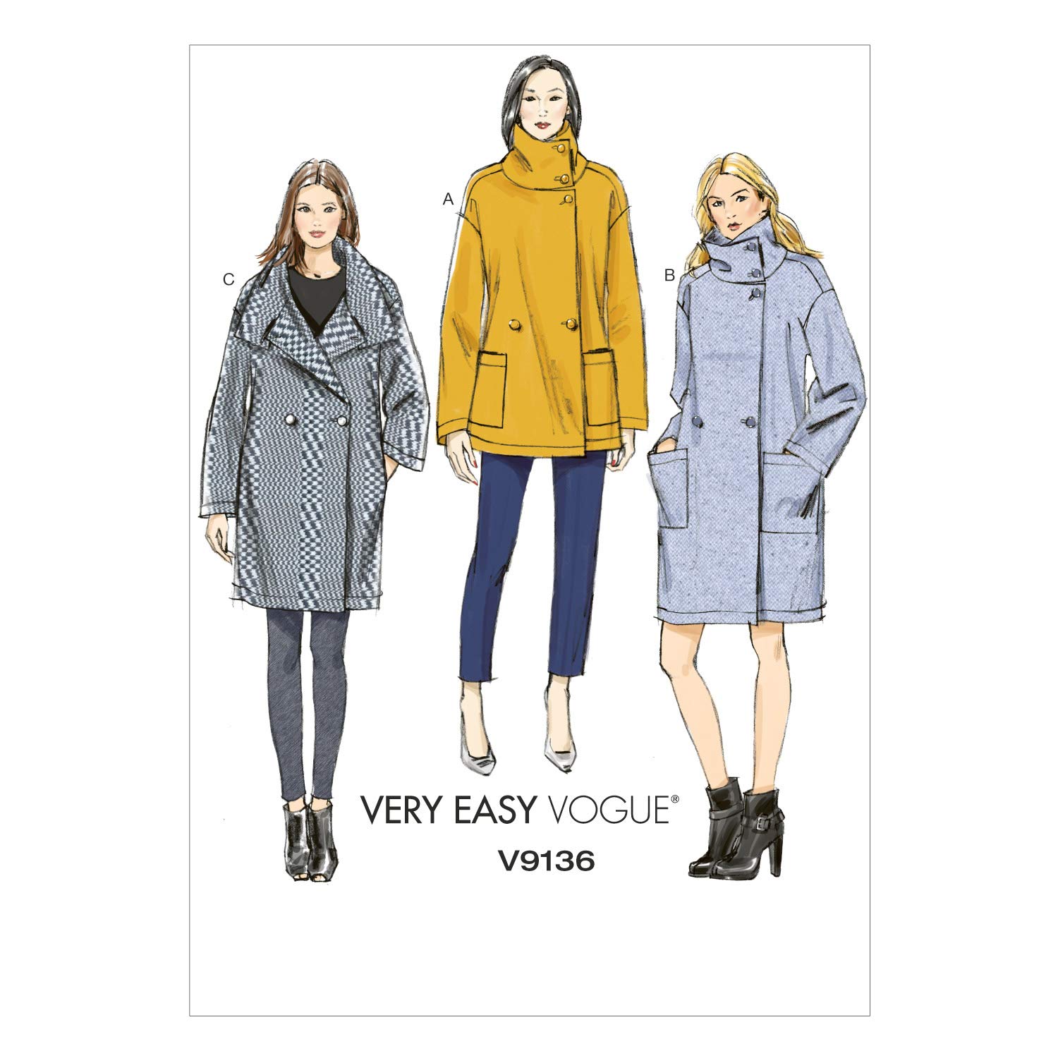 Amazon.com: Vogue Patterns V9136 Misses' Coat, Size ZZ (LRG-XLG